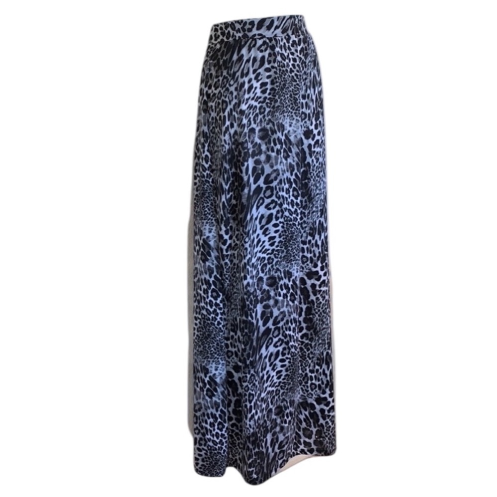 NICOLE leopard maxi skirt, grey & black, soft jersey. Tall Med.